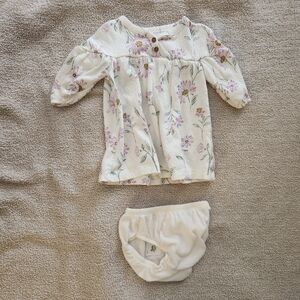 Carter's White and Pink Floral Matching Set with Diaper Covers